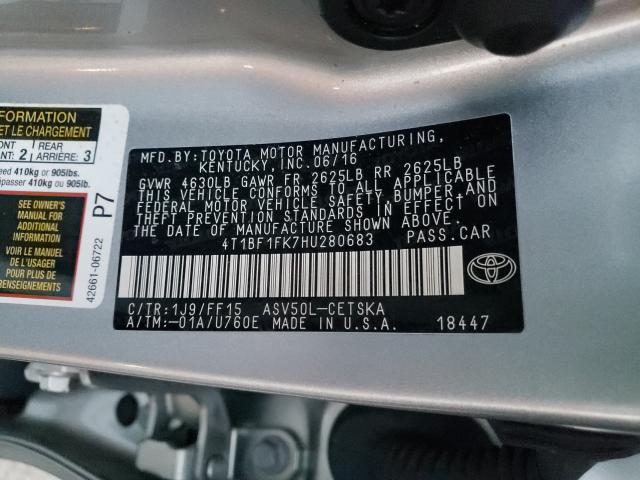 Photo 9 VIN: 4T1BF1FK7HU280683 - TOYOTA CAMRY LE 