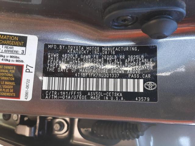 Photo 9 VIN: 4T1BF1FK7HU301337 - TOYOTA CAMRY SE A 