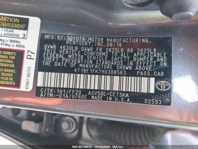 Photo 8 VIN: 4T1BF1FK7HU308563 - TOYOTA CAMRY 