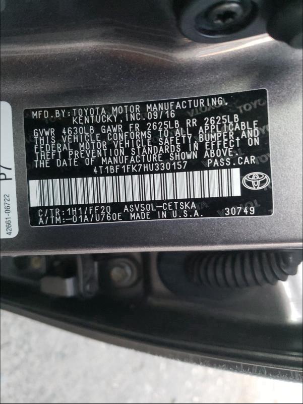 Photo 9 VIN: 4T1BF1FK7HU330157 - TOYOTA CAMRY 