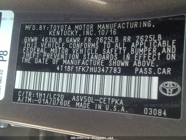 Photo 8 VIN: 4T1BF1FK7HU347783 - TOYOTA CAMRY 