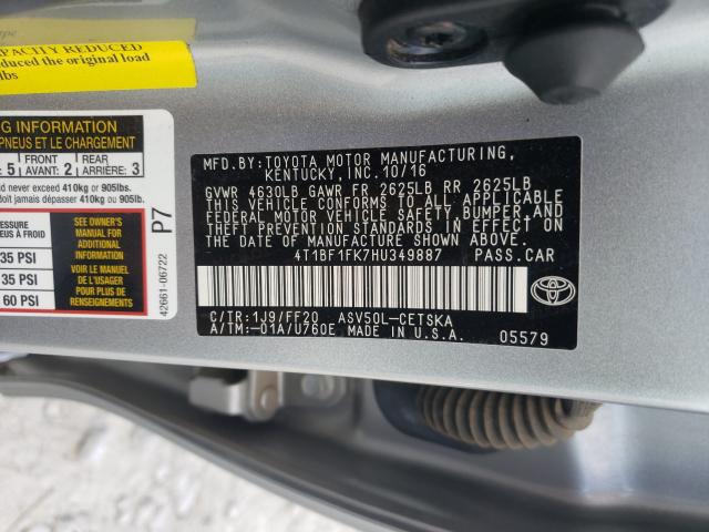 Photo 9 VIN: 4T1BF1FK7HU349887 - TOYOTA CAMRY LE 