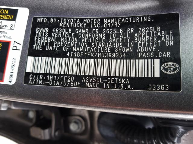 Photo 9 VIN: 4T1BF1FK7HU389354 - TOYOTA CAMRY 