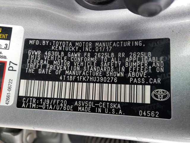 Photo 9 VIN: 4T1BF1FK7HU390276 - TOYOTA CAMRY LE 