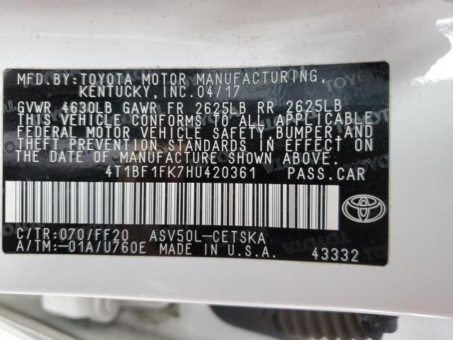 Photo 11 VIN: 4T1BF1FK7HU420361 - TOYOTA CAMRY 