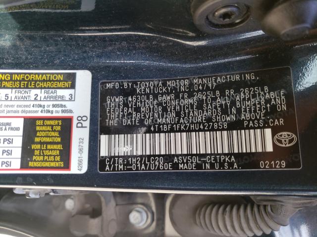 Photo 9 VIN: 4T1BF1FK7HU427858 - TOYOTA CAMRY LE 