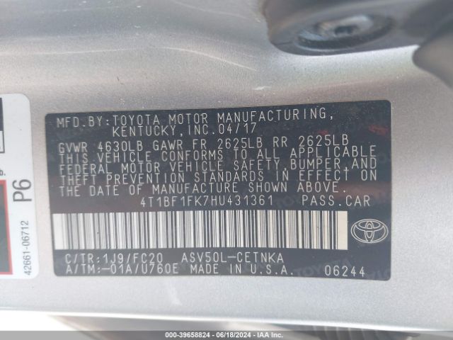 Photo 8 VIN: 4T1BF1FK7HU431361 - TOYOTA CAMRY 