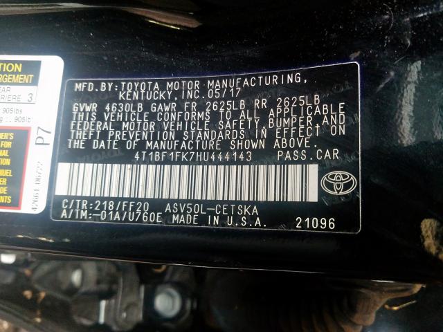 Photo 9 VIN: 4T1BF1FK7HU444143 - TOYOTA CAMRY LE 