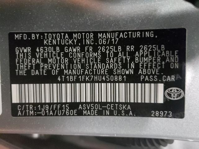 Photo 9 VIN: 4T1BF1FK7HU450881 - TOYOTA CAMRY LE 