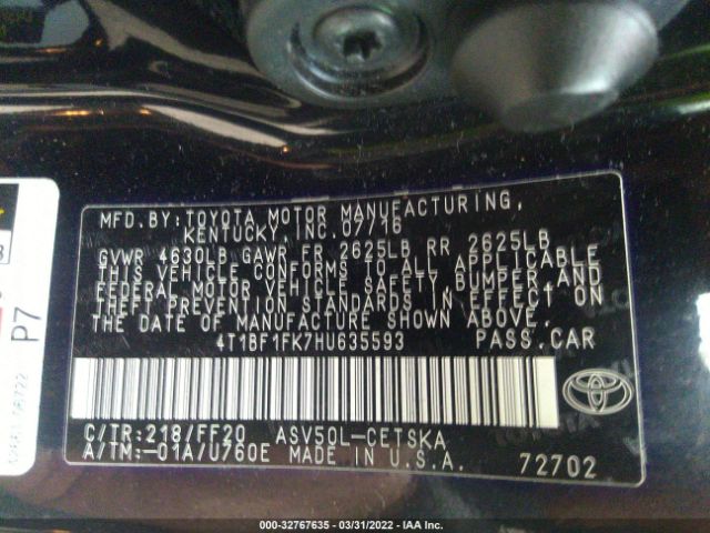 Photo 8 VIN: 4T1BF1FK7HU635593 - TOYOTA CAMRY 