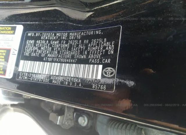 Photo 8 VIN: 4T1BF1FK7HU646447 - TOYOTA CAMRY 