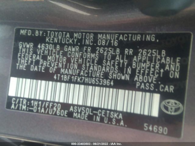 Photo 8 VIN: 4T1BF1FK7HU653964 - TOYOTA CAMRY 