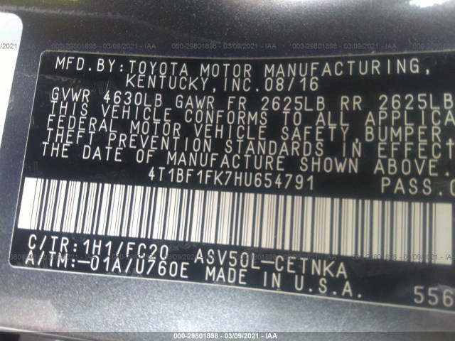 Photo 8 VIN: 4T1BF1FK7HU654791 - TOYOTA CAMRY 