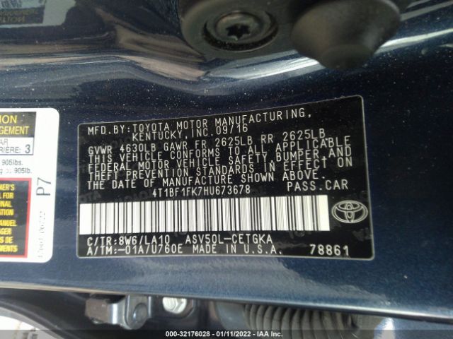 Photo 8 VIN: 4T1BF1FK7HU673678 - TOYOTA CAMRY 