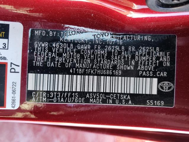 Photo 9 VIN: 4T1BF1FK7HU686169 - TOYOTA CAMRY 