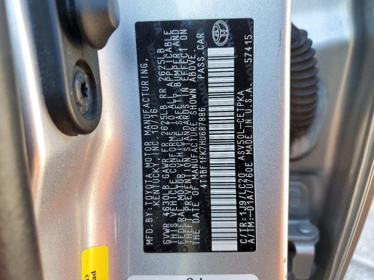 Photo 12 VIN: 4T1BF1FK7HU687886 - TOYOTA CAMRY 