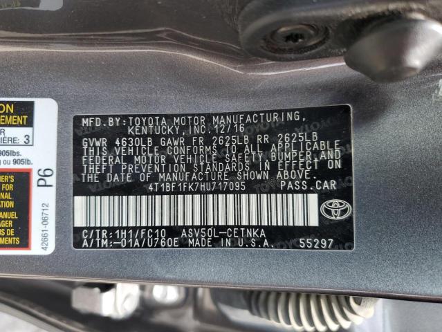 Photo 11 VIN: 4T1BF1FK7HU717095 - TOYOTA CAMRY LE 