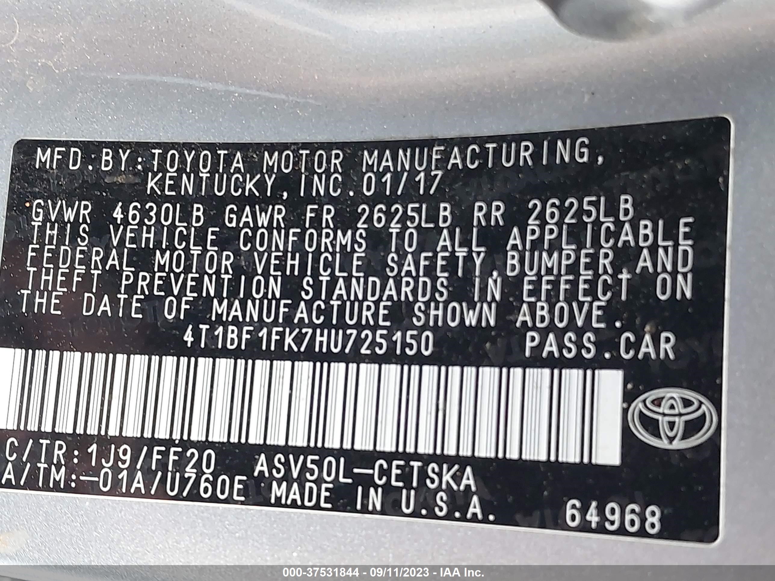 Photo 8 VIN: 4T1BF1FK7HU725150 - TOYOTA CAMRY 