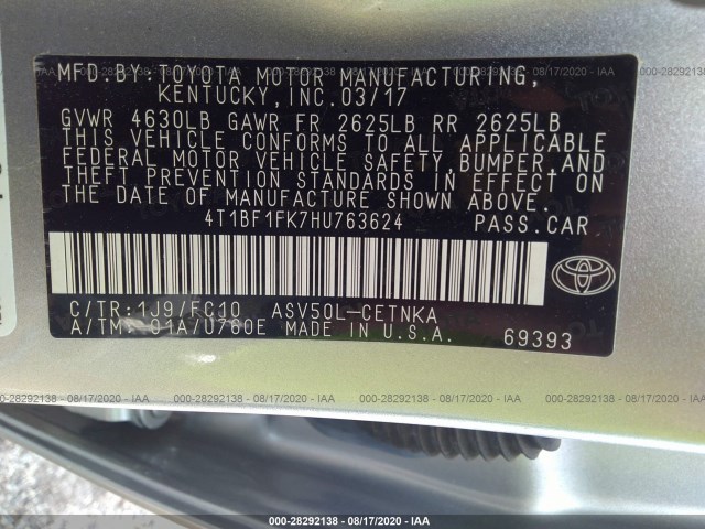 Photo 8 VIN: 4T1BF1FK7HU763624 - TOYOTA CAMRY 