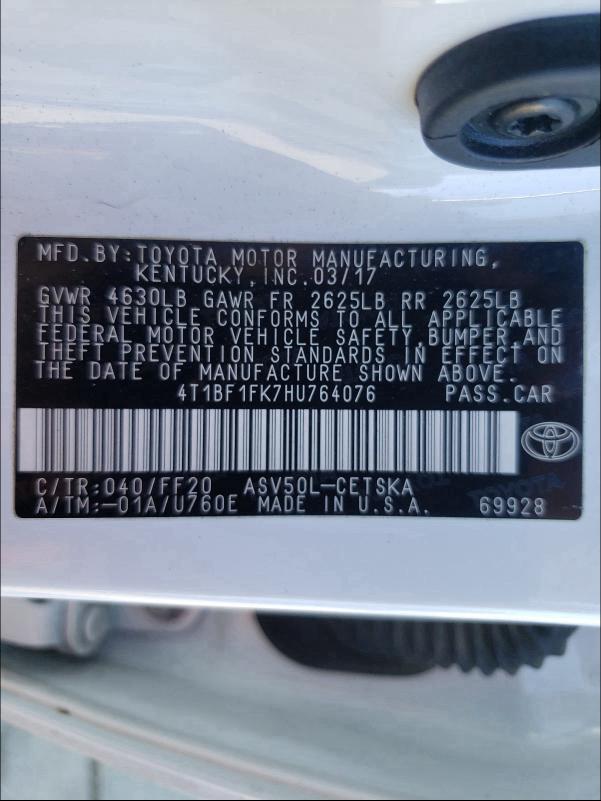 Photo 9 VIN: 4T1BF1FK7HU764076 - TOYOTA CAMRY LE 