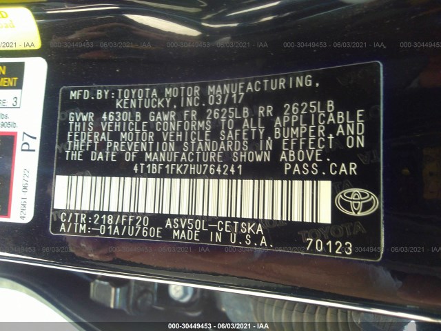 Photo 8 VIN: 4T1BF1FK7HU764241 - TOYOTA CAMRY 