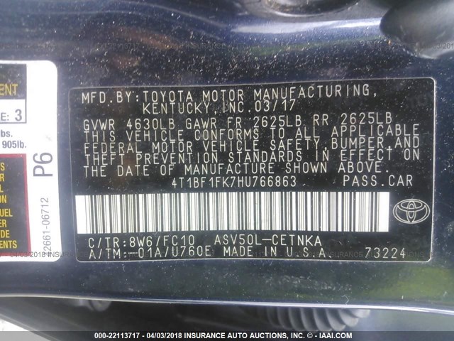 Photo 8 VIN: 4T1BF1FK7HU766863 - TOYOTA CAMRY 