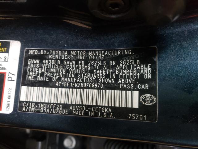 Photo 9 VIN: 4T1BF1FK7HU768970 - TOYOTA CAMRY LE 