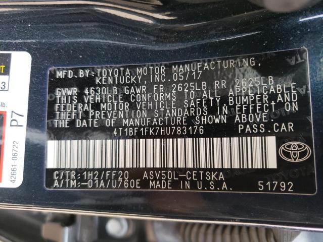 Photo 12 VIN: 4T1BF1FK7HU783176 - TOYOTA CAMRY LE 