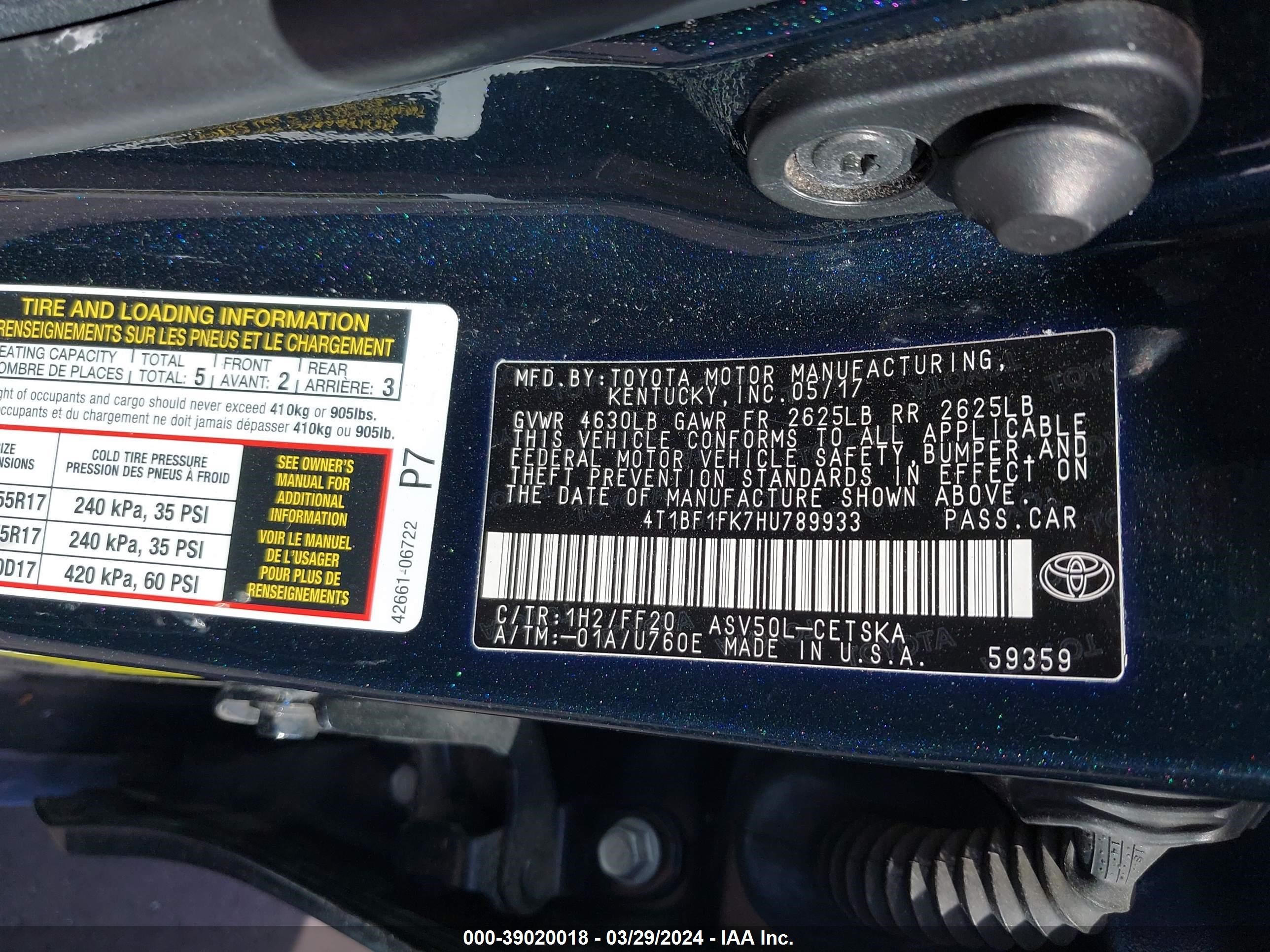 Photo 8 VIN: 4T1BF1FK7HU789933 - TOYOTA CAMRY 