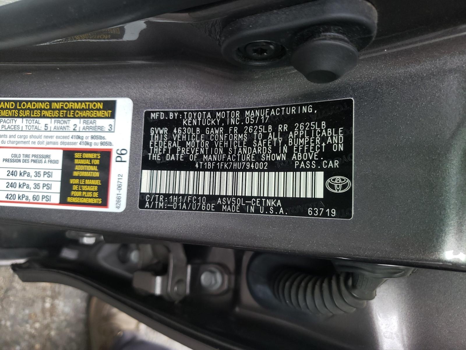 Photo 9 VIN: 4T1BF1FK7HU794002 - TOYOTA CAMRY LE 