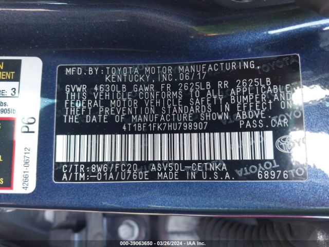 Photo 8 VIN: 4T1BF1FK7HU798907 - TOYOTA CAMRY 