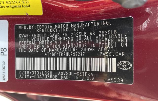 Photo 9 VIN: 4T1BF1FK7HU799247 - TOYOTA CAMRY LE 