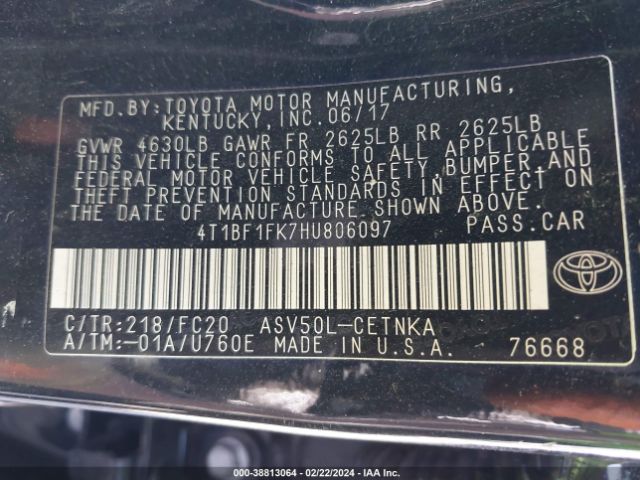 Photo 8 VIN: 4T1BF1FK7HU806097 - TOYOTA CAMRY 