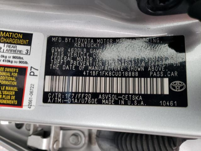 Photo 11 VIN: 4T1BF1FK8CU018888 - TOYOTA CAMRY BASE 