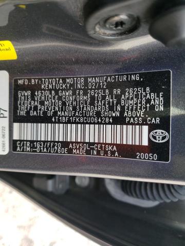 Photo 9 VIN: 4T1BF1FK8CU064284 - TOYOTA CAMRY BASE 