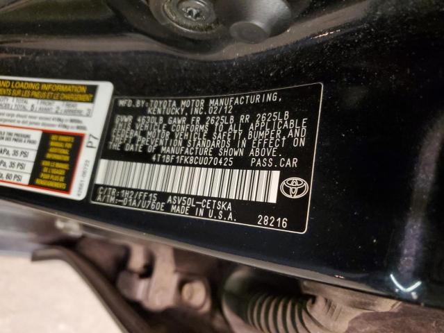 Photo 11 VIN: 4T1BF1FK8CU070425 - TOYOTA CAMRY BASE 