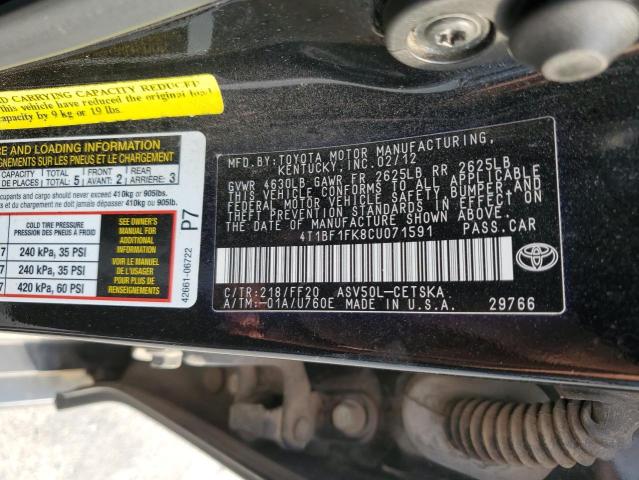 Photo 9 VIN: 4T1BF1FK8CU071591 - TOYOTA CAMRY BASE 