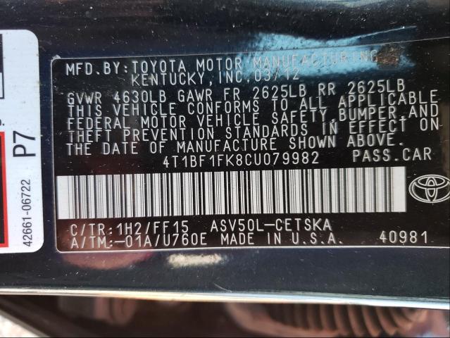 Photo 9 VIN: 4T1BF1FK8CU079982 - TOYOTA CAMRY BASE 