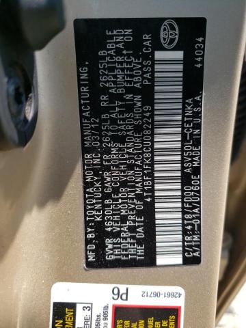 Photo 11 VIN: 4T1BF1FK8CU082249 - TOYOTA CAMRY 