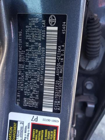 Photo 11 VIN: 4T1BF1FK8CU083269 - TOYOTA CAMRY 