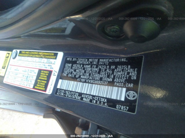 Photo 8 VIN: 4T1BF1FK8CU092537 - TOYOTA CAMRY 