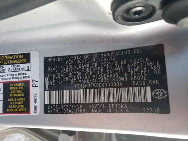 Photo 9 VIN: 4T1BF1FK8CU103004 - TOYOTA CAMRY BASE 