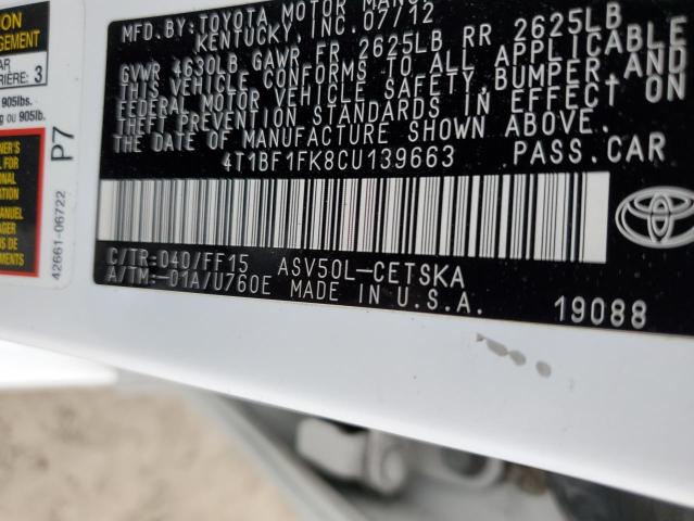 Photo 11 VIN: 4T1BF1FK8CU139663 - TOYOTA CAMRY 