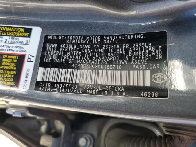 Photo 11 VIN: 4T1BF1FK8CU160710 - TOYOTA CAMRY BASE 