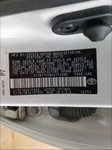 Photo 9 VIN: 4T1BF1FK8CU174669 - TOYOTA CAMRY BASE 