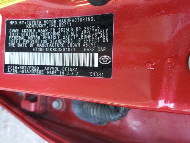 Photo 12 VIN: 4T1BF1FK8CU501071 - TOYOTA CAMRY BASE 