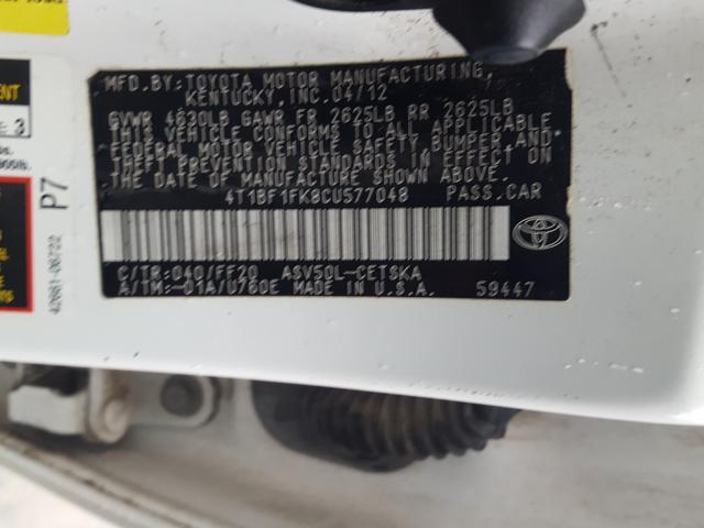 Photo 9 VIN: 4T1BF1FK8CU577048 - TOYOTA CAMRY 