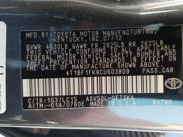 Photo 9 VIN: 4T1BF1FK8CU603809 - TOYOTA CAMRY 