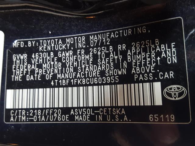 Photo 9 VIN: 4T1BF1FK8CU603955 - TOYOTA CAMRY SE 