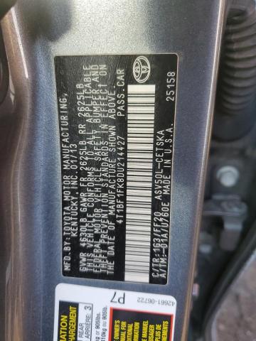 Photo 11 VIN: 4T1BF1FK8DU214427 - TOYOTA CAMRY L 